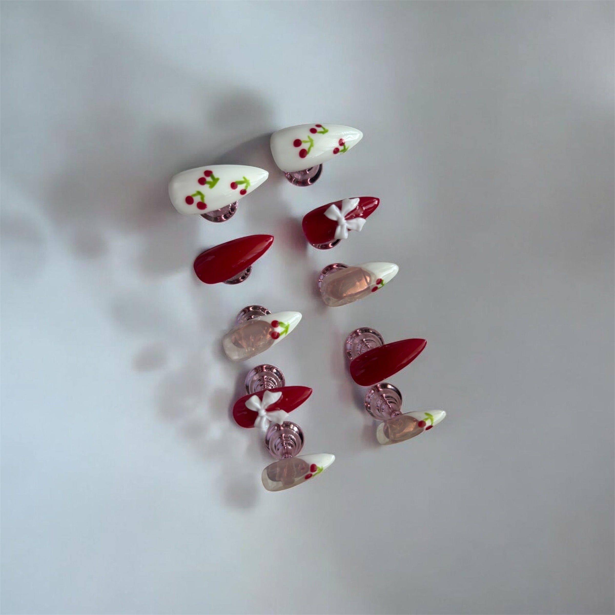 Sweetheart cherries (French Tip & 3D bows)