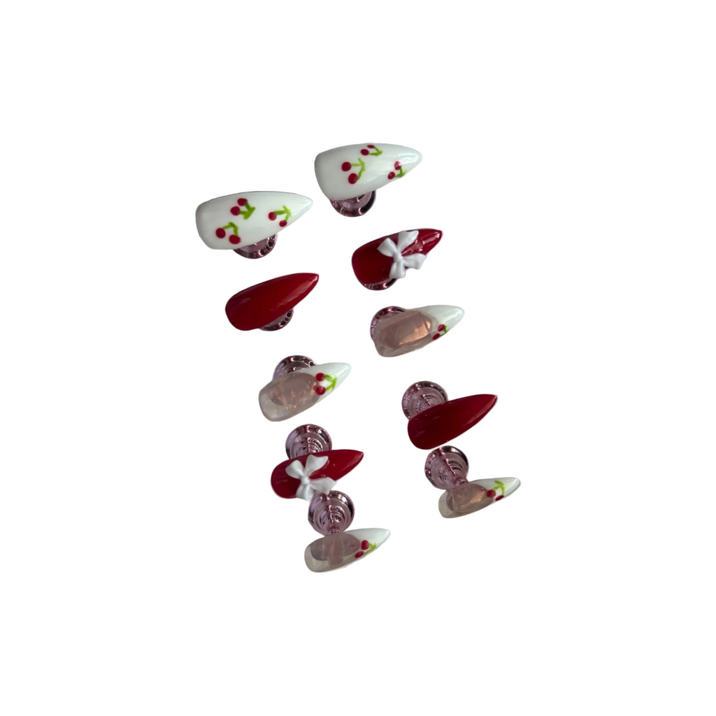 Sweetheart cherries (French Tip & 3D bows)