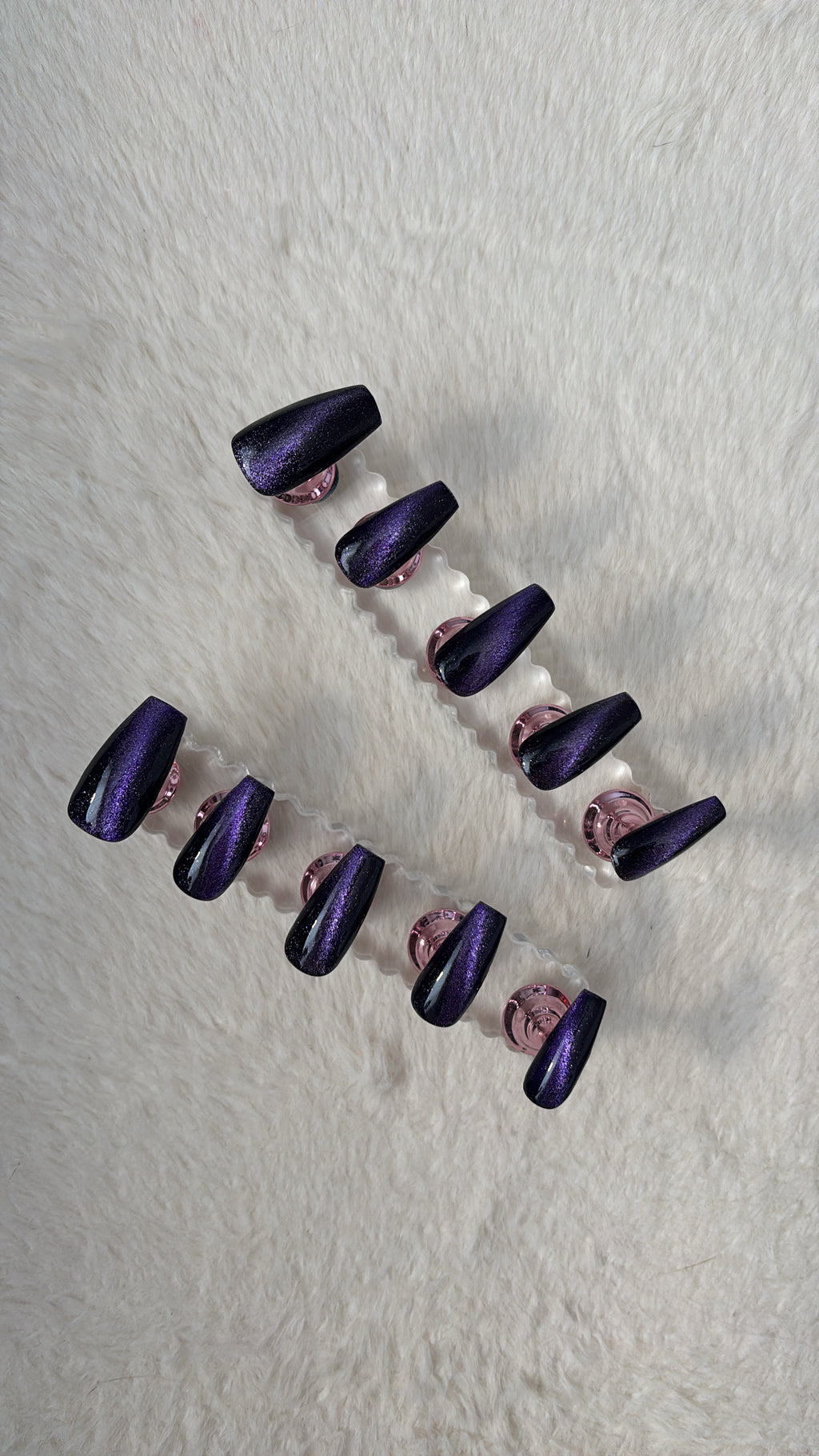 Midnight Magic Cat-Eye Nails (Medium Coffin)