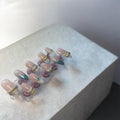 3D Gold bangles & Teal Gemstone Press On Nails