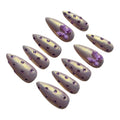 Lavender Glow Bow Press-On Nails (long Almond)